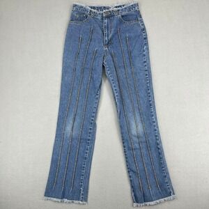Mary-Kate and Ashley Kids Blue Jeans Size 12 Frayed Hem Contrast Stitch Vtg Y2K